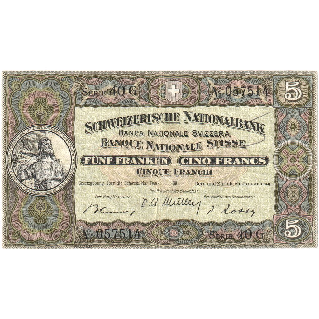 Schweiz,
5 Franken,
20.01.1949