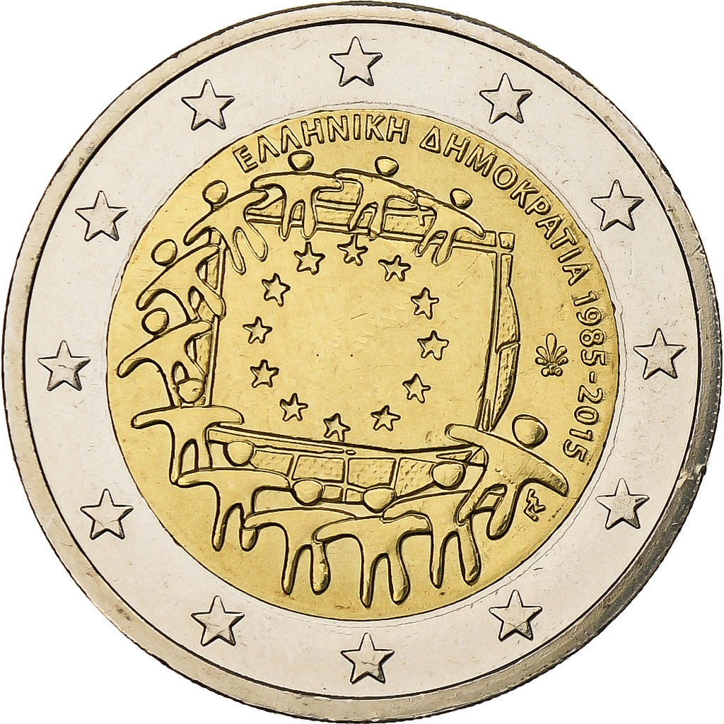 Griechenland,
2 Euro,
30 Jahre des Drapeau de l'UE