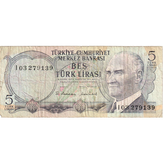 Truthahn, 
  
  5 Lira, 
  
  VF(30-35)