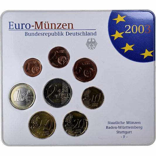 Deutschland, 
  
  Setze 1 ct. - 2 Euro, 
  
  Münzkarte. FDC