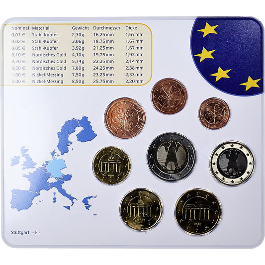 Deutschland, 
  
  1 Cent bis 2 Euro, 
  
  BU