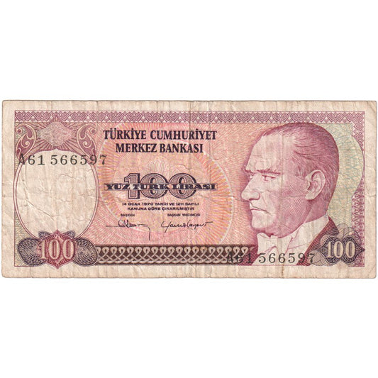 Truthahn, 
  
  100 Lira, 
  
  14.01.1970