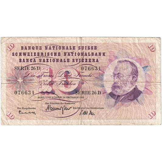 Schweiz, 
  
  10 Franken, 
  
  26.10.1961