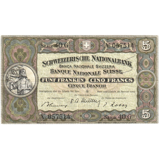 Schweiz, 
  
  5 Franken, 
  
  20.01.1949
