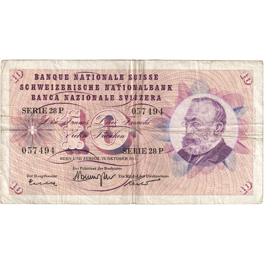 Schweiz, 
  
  10 Franken, 
  
  21.01.1965