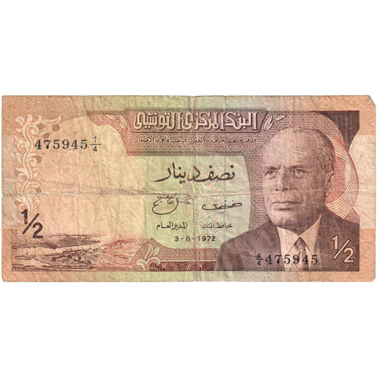 Tunesien, 
  
  1/2 Dinar, 
  
  03.08.1972