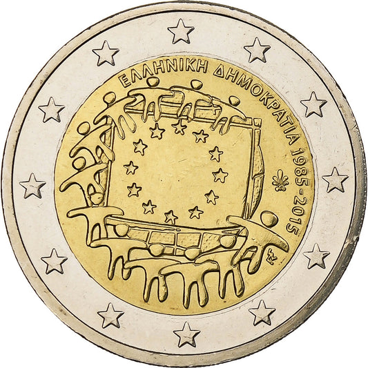 Griechenland, 
  
  2 Euro, 
  
  30 Jahre des Drapeau de l'UE