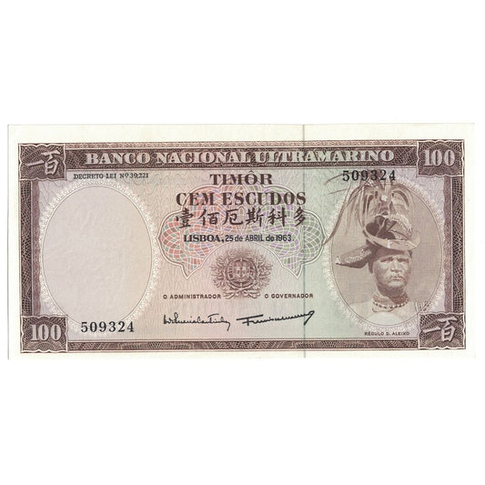 Banknote, 
  
  Timor, 
  
  100 Escudos