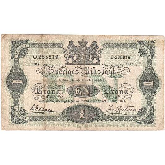 Schweden, 
  
  1 Krone, 
  
  1917