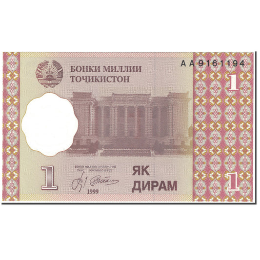 Banknote, 
  
  Tadschikistan, 
  
  1 Diram