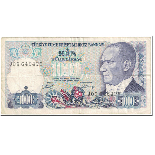 Banknote, 
  
  Truthahn, 
  
  1000 Lira