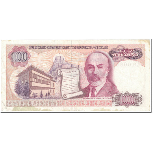 Banknote, 
  
  Truthahn, 
  
  100 Lira