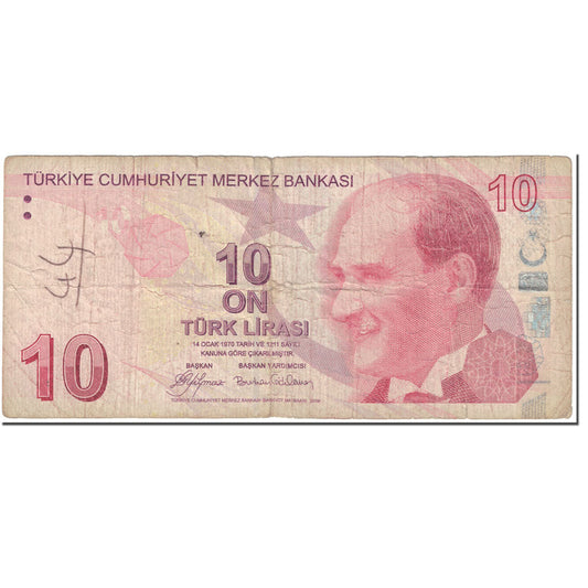 Banknote, 
  
  Truthahn, 
  
  10 Lira