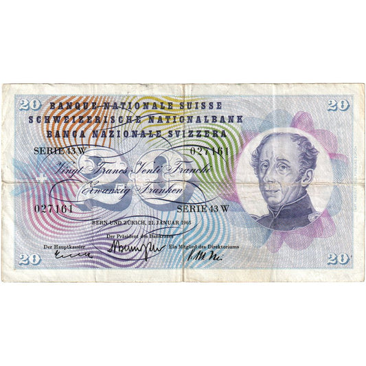 Schweiz, 
  
  20 Franken, 
  
  1965
