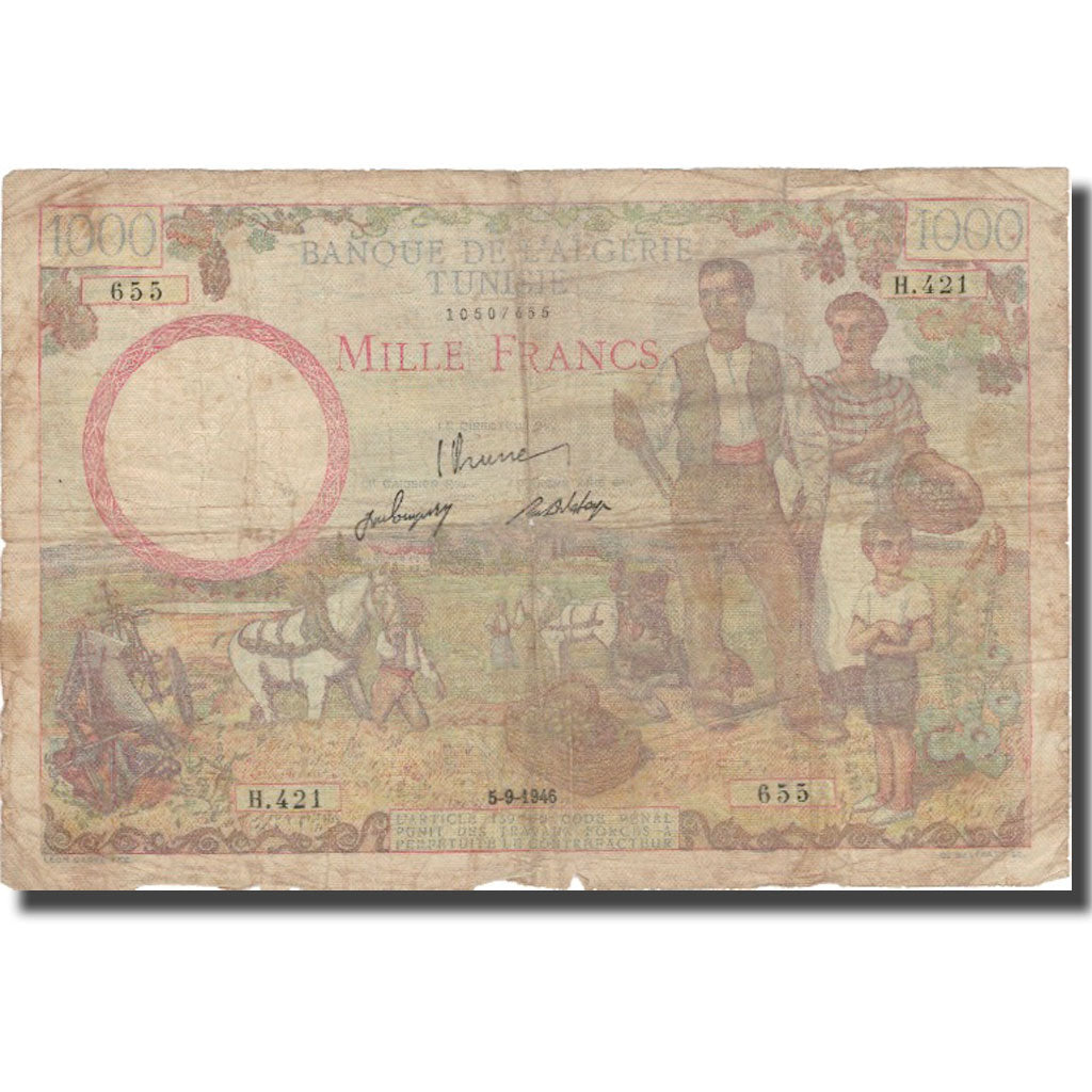 Banknote, 
  
  Tunesien, 
  
  1000 Franken