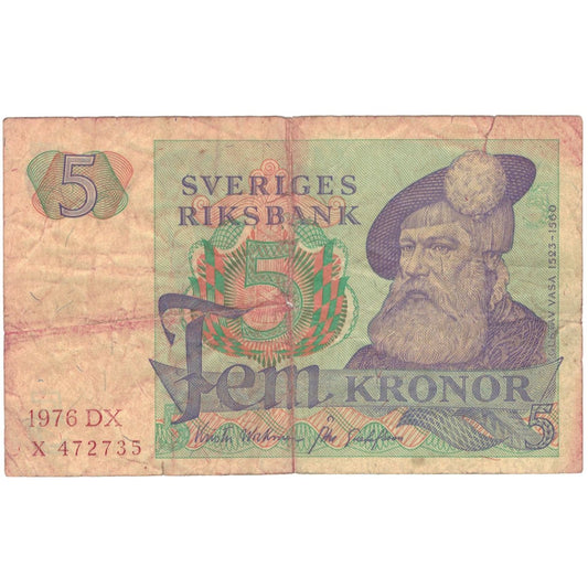 Banknote, 
  
  Schweden, 
  
  5 Kronen