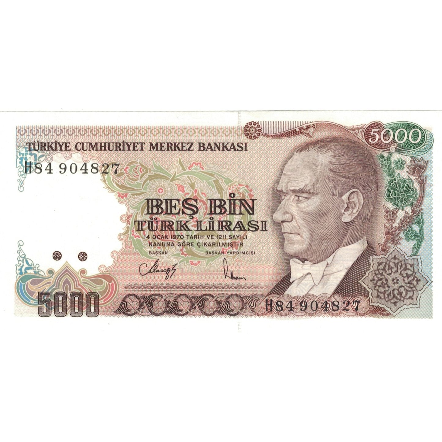 Banknote, 
  
  Truthahn, 
  
  5000 Lira